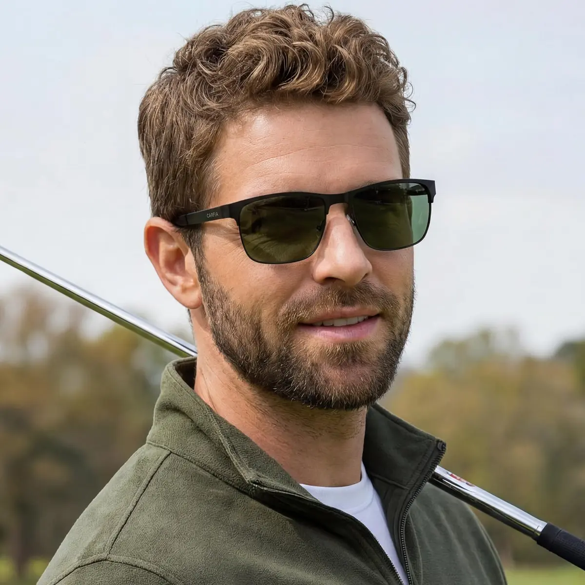 CARFIA Polarized Sunglasses for Men Spring Hinge Metal Frame CA5225 | Classic Square Design, UV400 & Shatterproof (70-120 chars) - view 2