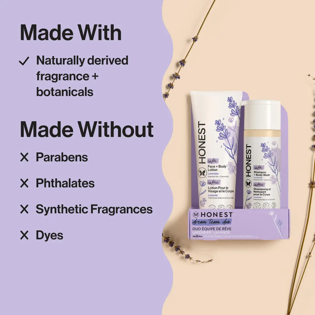 The Honest Company Shampoo Body Wash & Lotion, Lavender Calm, 18.5 Fl Oz | Gentle, Tear-Free, Naturally Derived - view 5