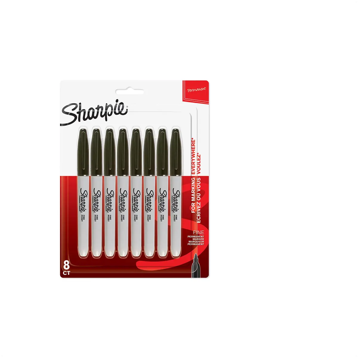 Sharpie Fine Tip Permanent Marker - Black, 8 Count | Smooth Ink Flow - main product image