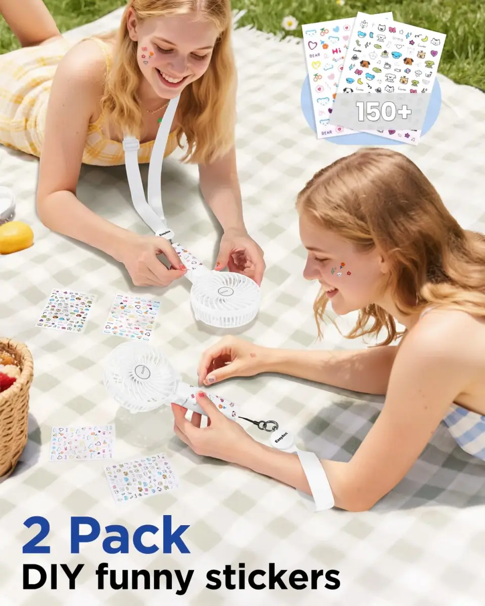 EasyAcc Handheld Fan White 20.32 cm (8 inches) | Powerful Portable USB Fan with 3 Speeds & 10-Hour Battery - view 6