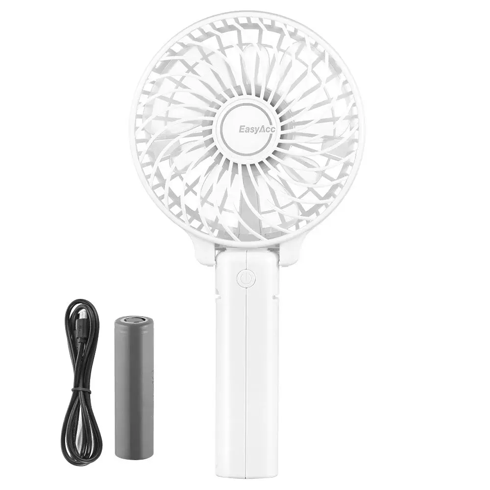 EasyAcc Handheld Fan White 20.32 cm (8 inches) | Powerful Portable USB Fan with 3 Speeds & 10-Hour Battery - view 4
