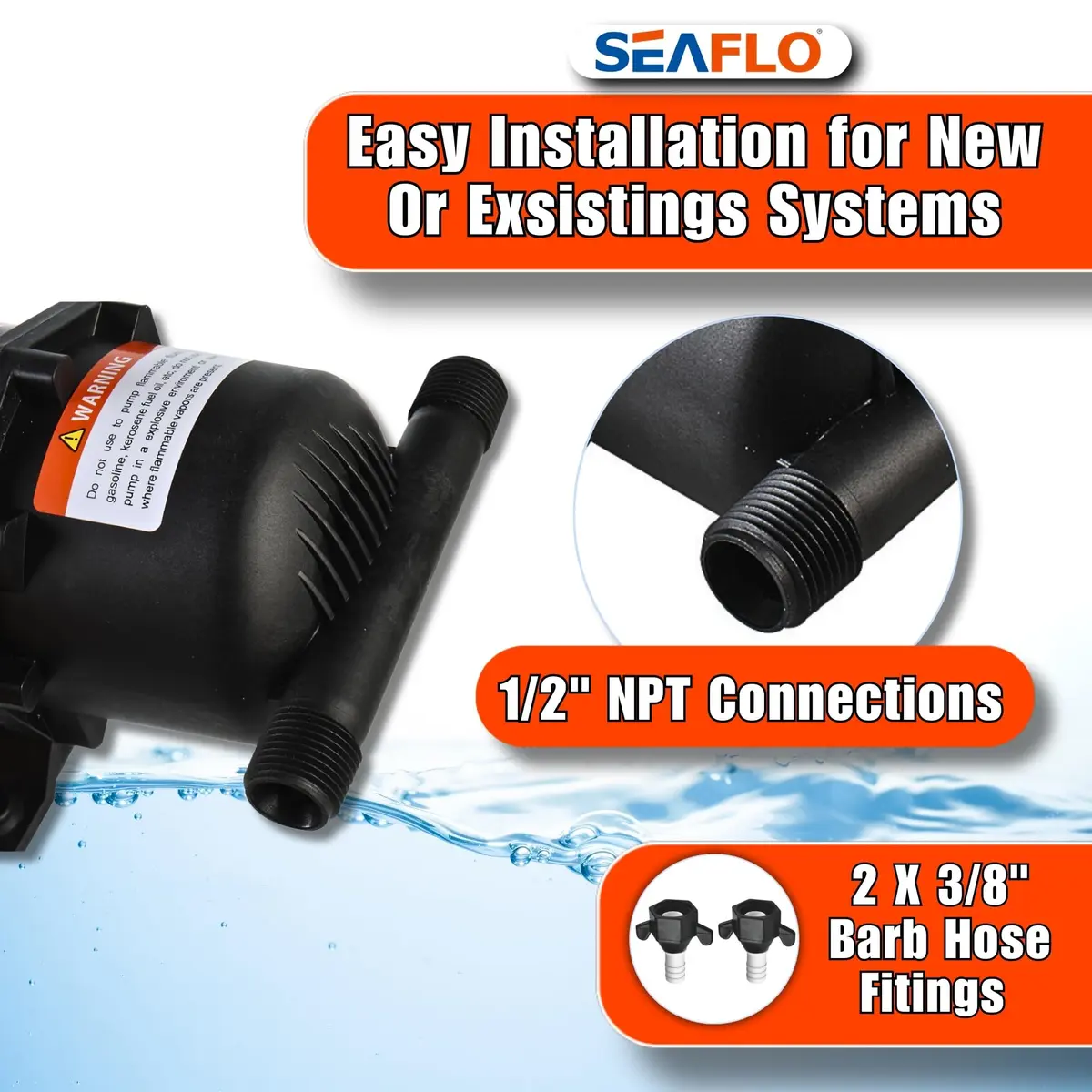 SEAFLO 0.75L (23.5 oz) Accumulator Tank | Reduces Pump Cycling & Smooths Flow for RV & Off-Grid - view 7