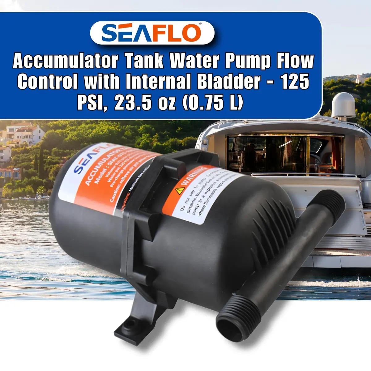 SEAFLO 0.75L (23.5 oz) Accumulator Tank | Reduces Pump Cycling & Smooths Flow for RV & Off-Grid - view 2