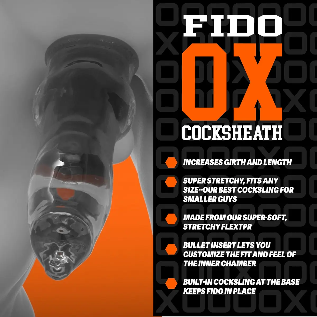 Oxballs FIDO Cocksheath 23.5cm (9.25in) | Stretchy FLEXtpr for Enhanced Pleasure - view 4