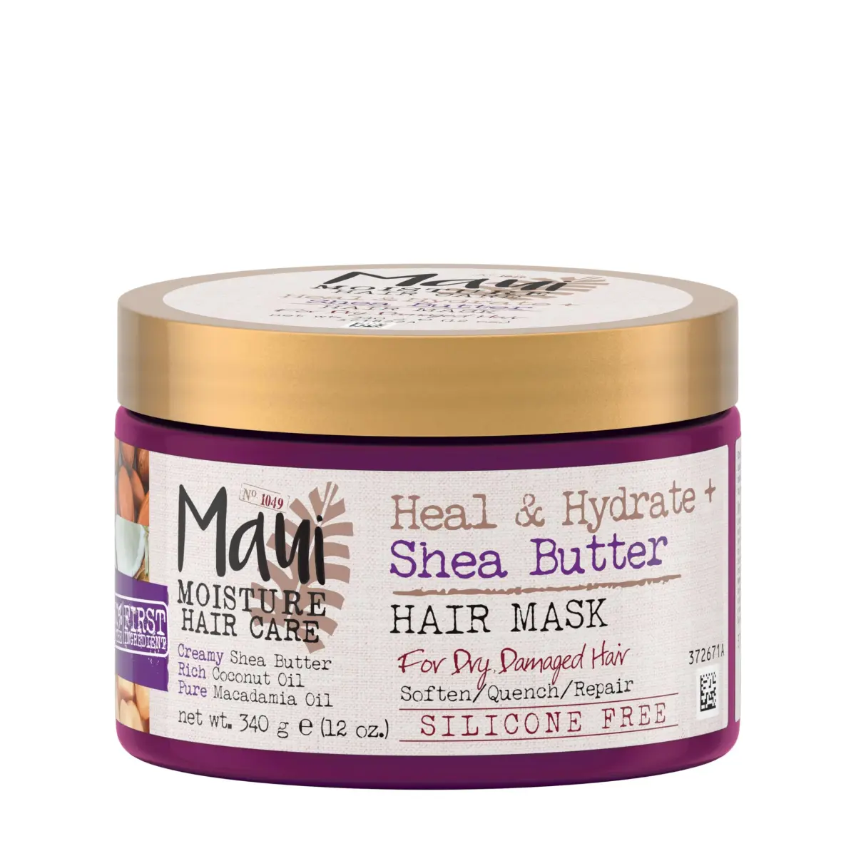 Maui Moisture Heal & Hydrate Shea Butter Hair Mask & Leave-In Conditioner 355ml (12 Ounce) | Vegan, Silicone & Sulfate-Free for Curls - main product image