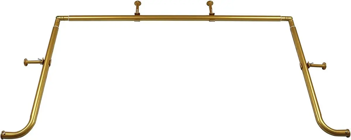MERIVILLE 1-Inch Diameter Bay Window Curtain Rod Set | Metal, Gold Finish, Extendable from 20-72 inches - main product image