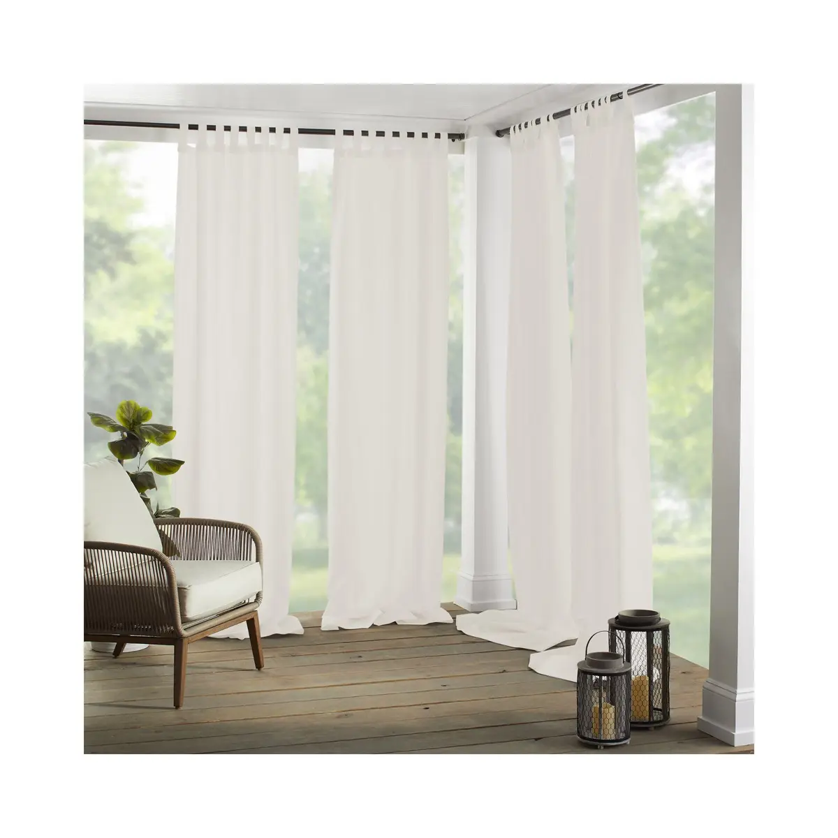 Elrene Matine Weatherproof Indoor/Outdoor Curtain Panel 52" x 84" Ivory | UV 50+ Water-Resistant Polyester - main product image