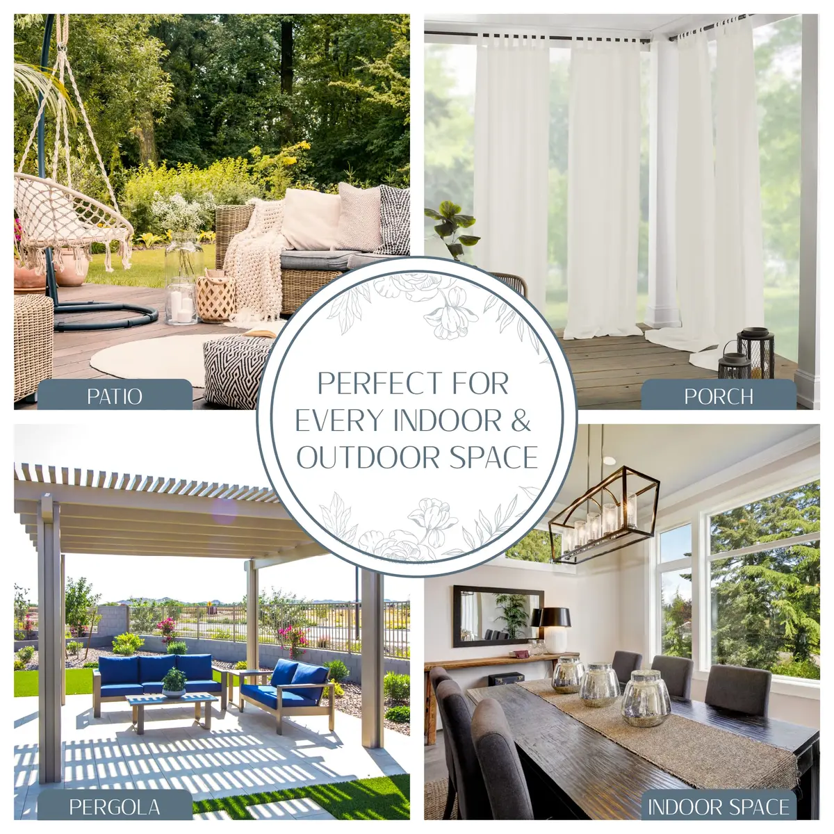 Elrene Matine Weatherproof Indoor/Outdoor Curtain Panel 52" x 84" Ivory | UV 50+ Water-Resistant Polyester - view 3