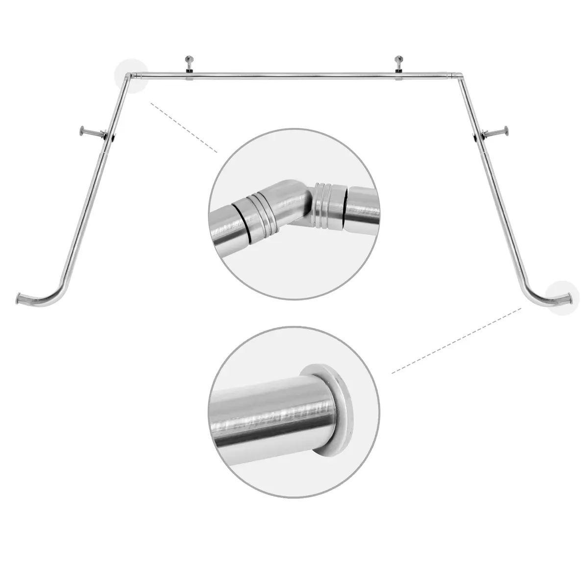 MERIVILLE 1-Inch Diameter Bay Window Curtain Rod Set for Bayview Windows, Satin Nickel Finish | Durable Metal Construction - main product image
