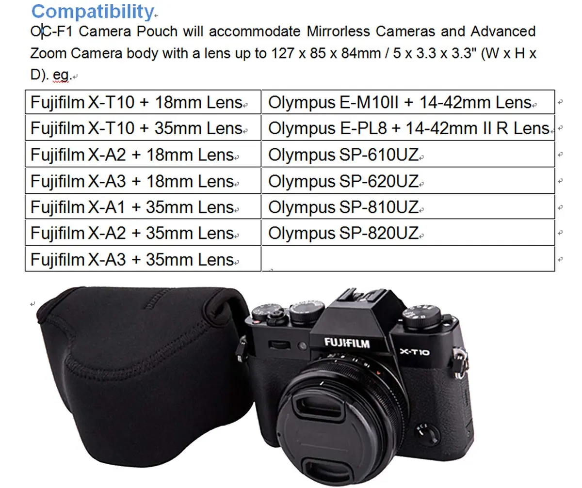 Fotasy Black Ultra Light Neoprene Camera Case Compatible with Fuji X100V & X-T30 Series | Compact & Water-Resistant - view 2