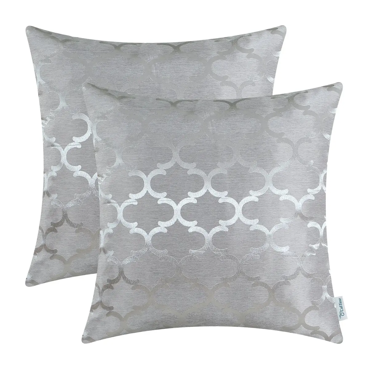 CaliTime Decorative Couch Throw Pillow Covers 18 x 18 Inches Silver Gray | Soft Faux Suede, Hidden Zipper, Set of 2 - main product image