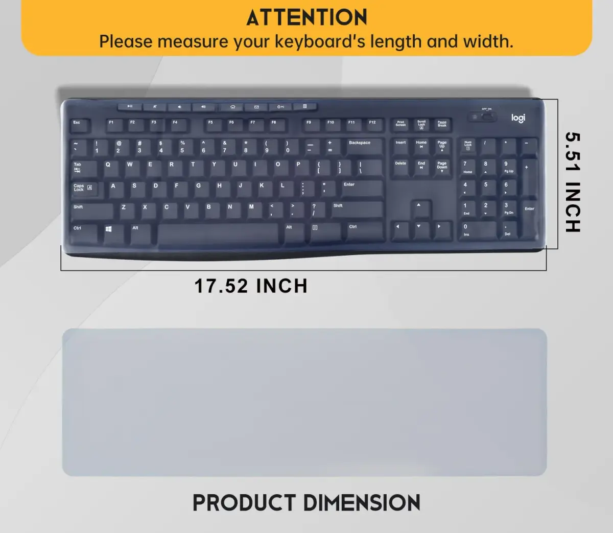 CaseBuy Universal Desktop Keyboard Protector Skin 44.5cm x 14cm | Protects Against Spills & Dust - view 2