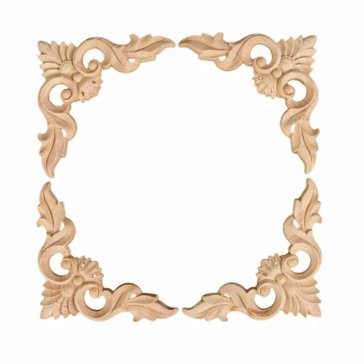 MUXSAM Wooden Carved Appliques Set of 4 | Vintage European Style Wall Decor (8-15cm) - main product image