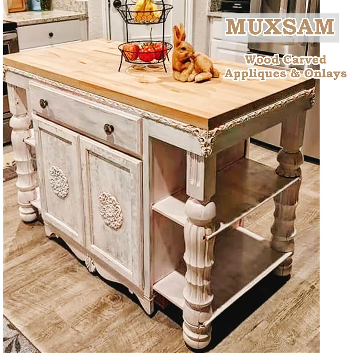 MUXSAM Wooden Carved Appliques Set of 4 | Vintage European Style Wall Decor (8-15cm) - view 4