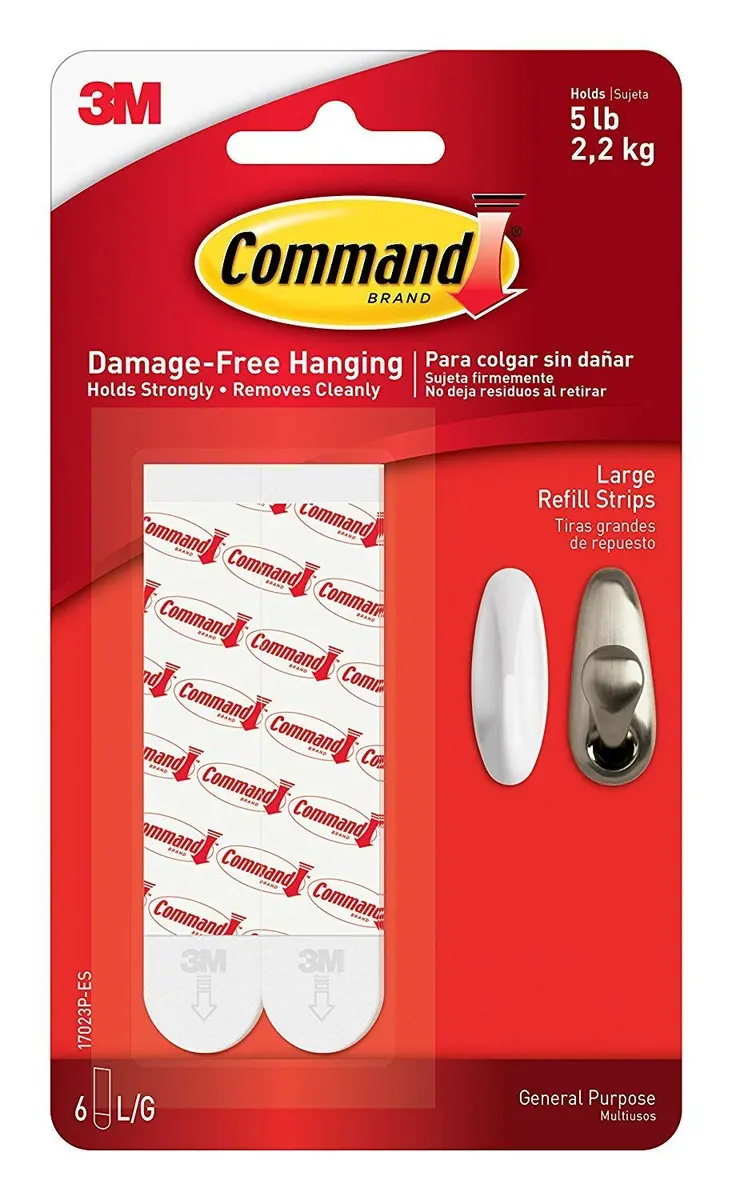 Command Mounting Refill Strips, Large, 6-Strip | Damage-Free Hanging for Walls - main product image