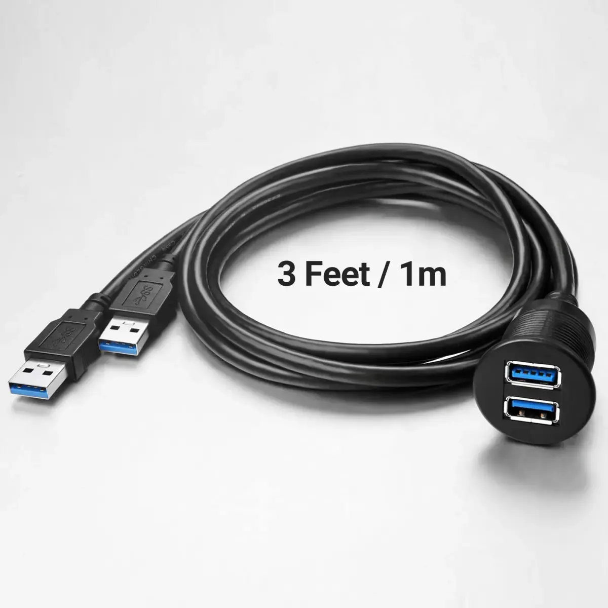 ICESPRING Dual USB 3.0 Flush Mount Extension Cable 0.91m (3 Feet) | High-Speed Data Transfer for Vehicles - view 5