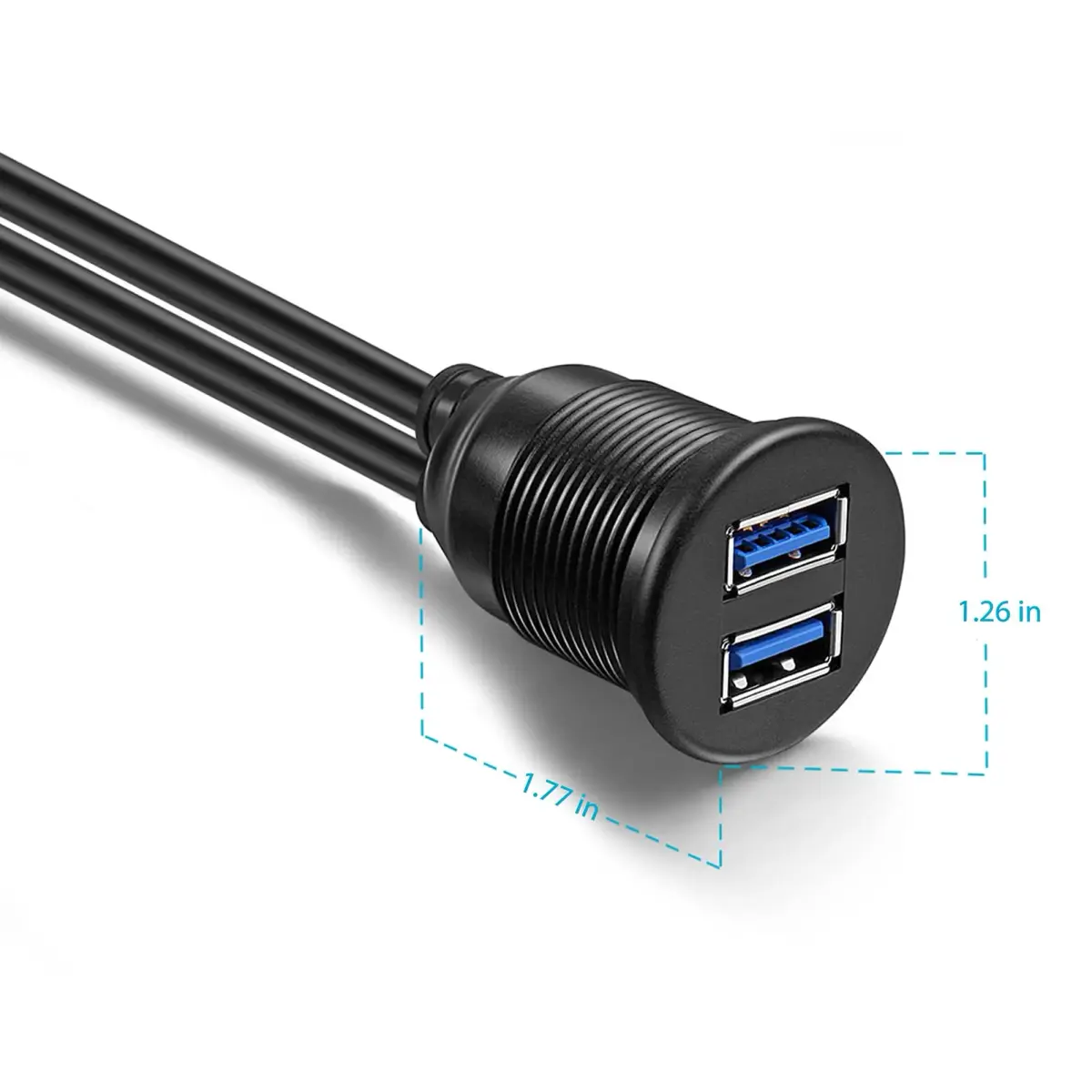 ICESPRING Dual USB 3.0 Flush Mount Extension Cable 0.91m (3 Feet) | High-Speed Data Transfer for Vehicles - view 6