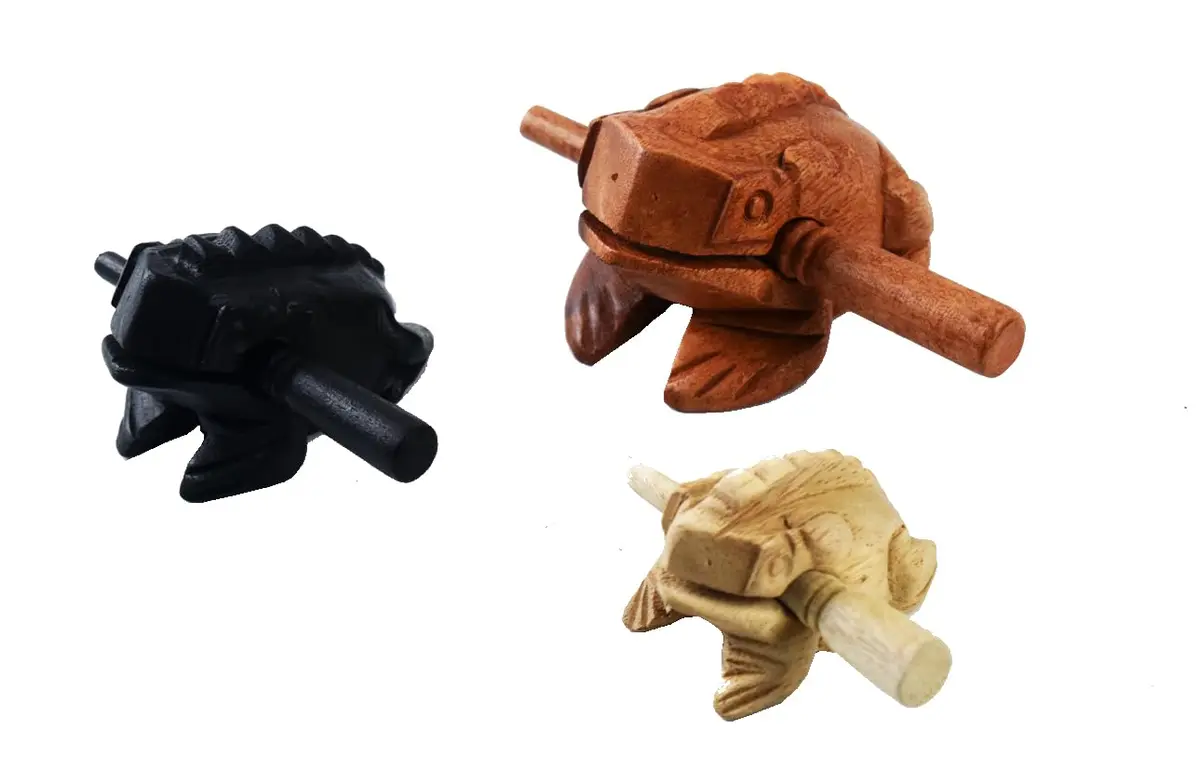 WADSUWAN SHOP Wooden Frog Guiro Set 3 Sizes (4", 3", 2.75") | Authentic World Percussion - main product image