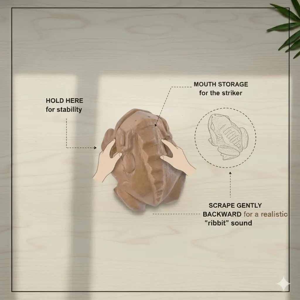 WADSUWAN SHOP Wooden Frog Guiro Set 3 Sizes (4", 3", 2.75") | Authentic World Percussion - view 6