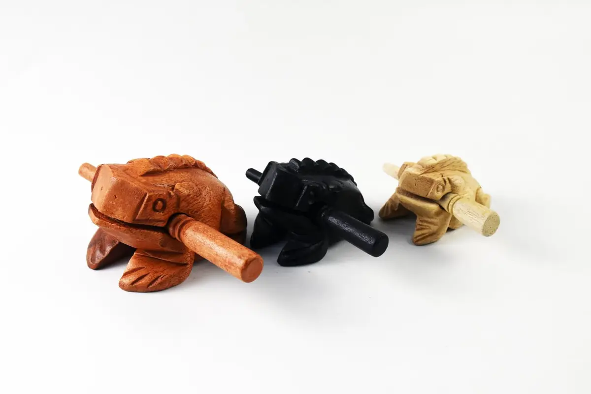 WADSUWAN SHOP Wooden Frog Guiro Set 3 Sizes (4", 3", 2.75") | Authentic World Percussion - view 7