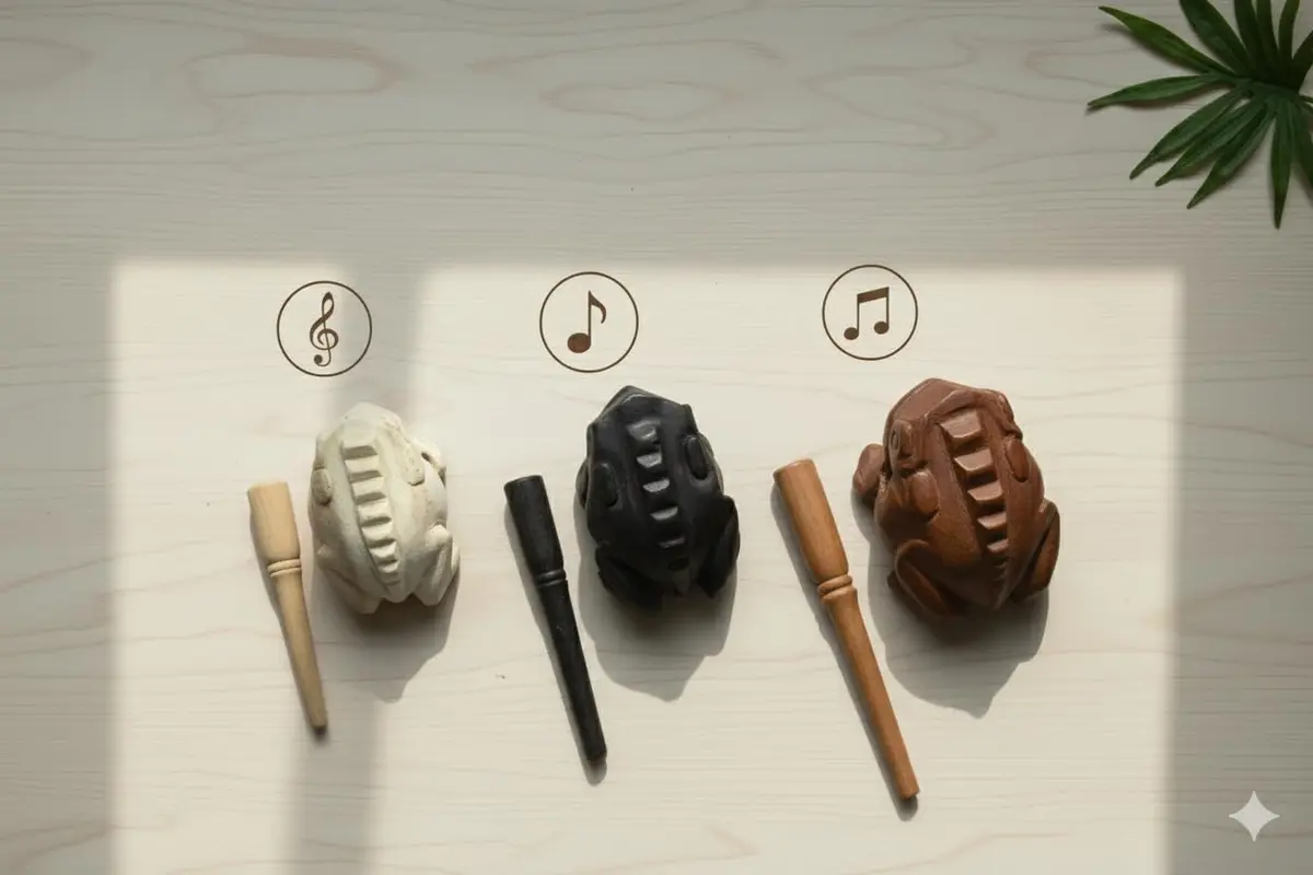 WADSUWAN SHOP Wooden Frog Guiro Set 3 Sizes (4", 3", 2.75") | Authentic World Percussion - view 4