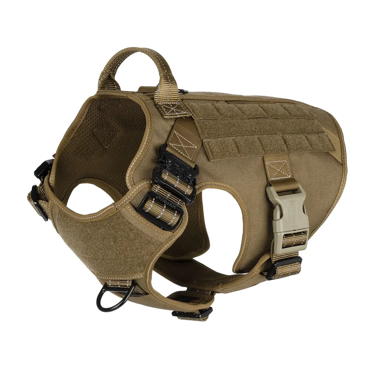 ICEFANG Tactical Dog Harness X-Large Brown | Heavy Duty MOLLE Vest with Metal Buckles, No-Pull Front Clip, 2 Leash Rings - main product image