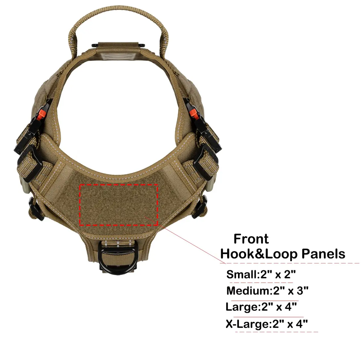 ICEFANG Tactical Dog Harness X-Large Brown | Heavy Duty MOLLE Vest with Metal Buckles, No-Pull Front Clip, 2 Leash Rings - view 4