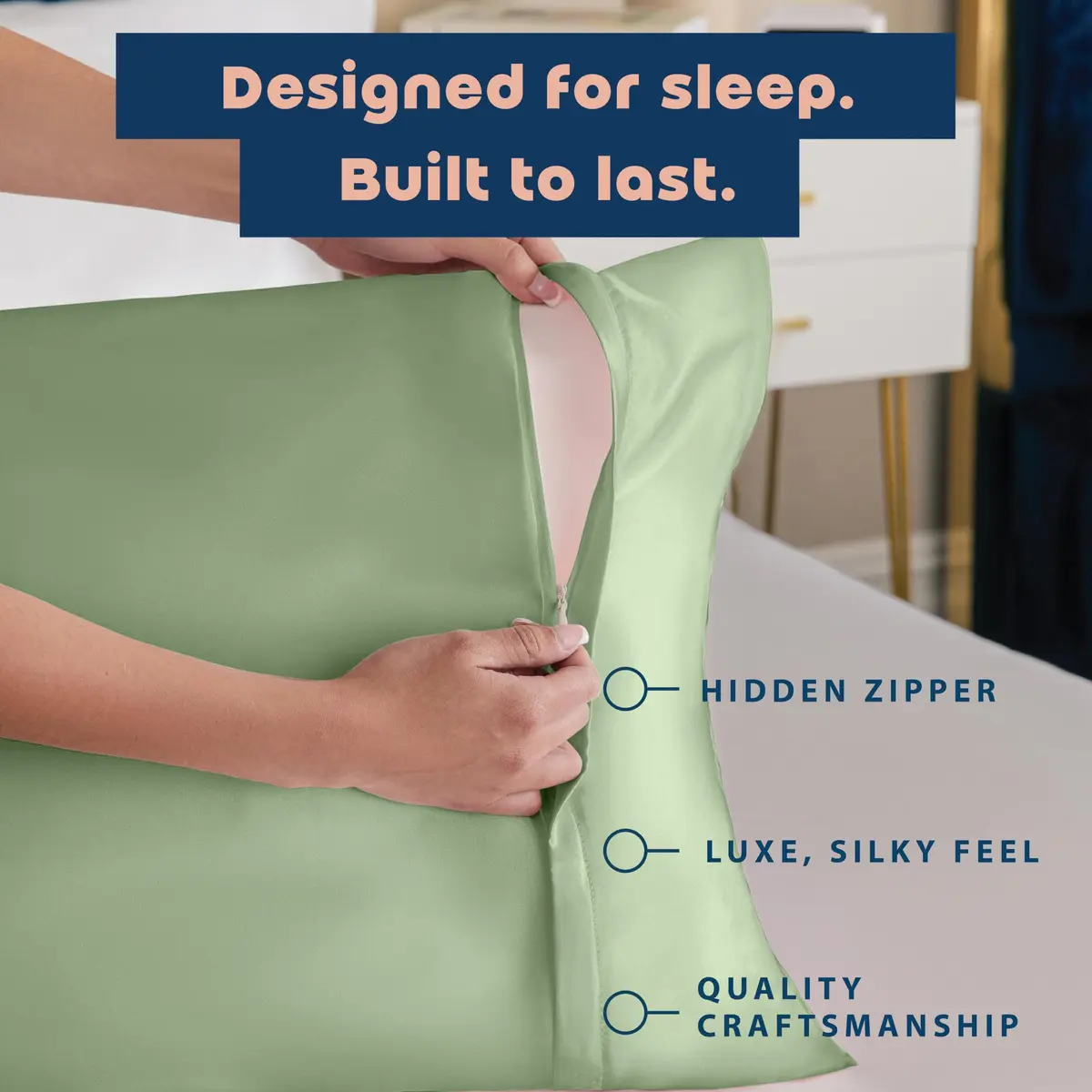 BLISSFORD Satin Pillowcase with Zipper, Like Silk, Queen Size 20 x 30 in | Cooling, Hair & Skin Friendly - view 6