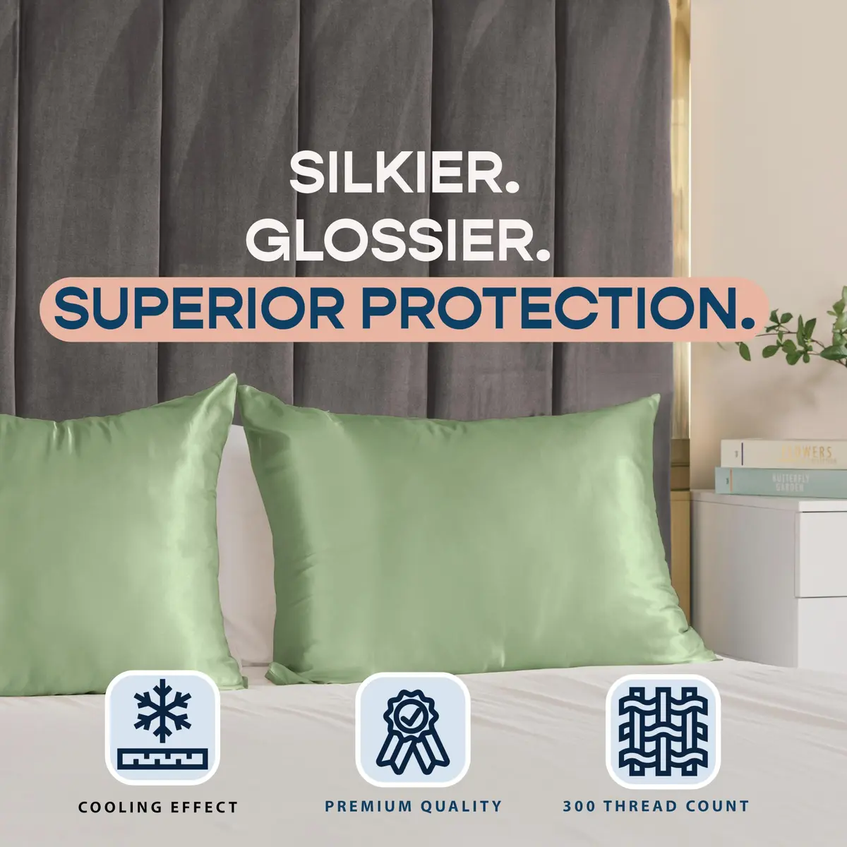 BLISSFORD Satin Pillowcase with Zipper, Like Silk, Queen Size 20 x 30 in | Cooling, Hair & Skin Friendly - view 9