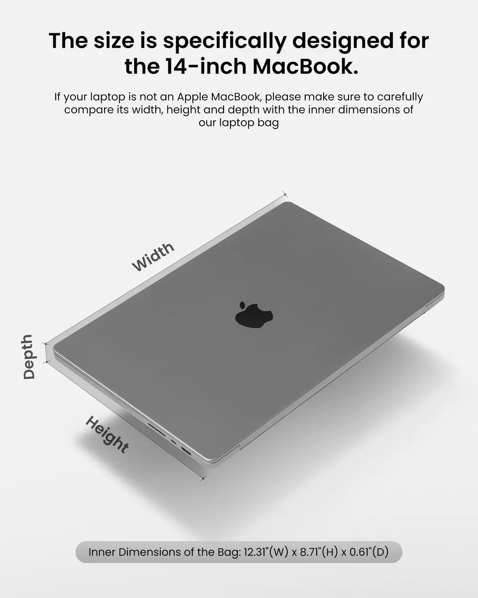 tomtoc 360 Protective Laptop Sleeve for 2026 14-inch MacBook Pro M5/M4/M3/M2 Pro/Max A3426 A3434 A3401 13.5-14.4 Inch Surface Laptop 7/6/5/Studio 2/1, Water-Resistant Carrying Case - view 2