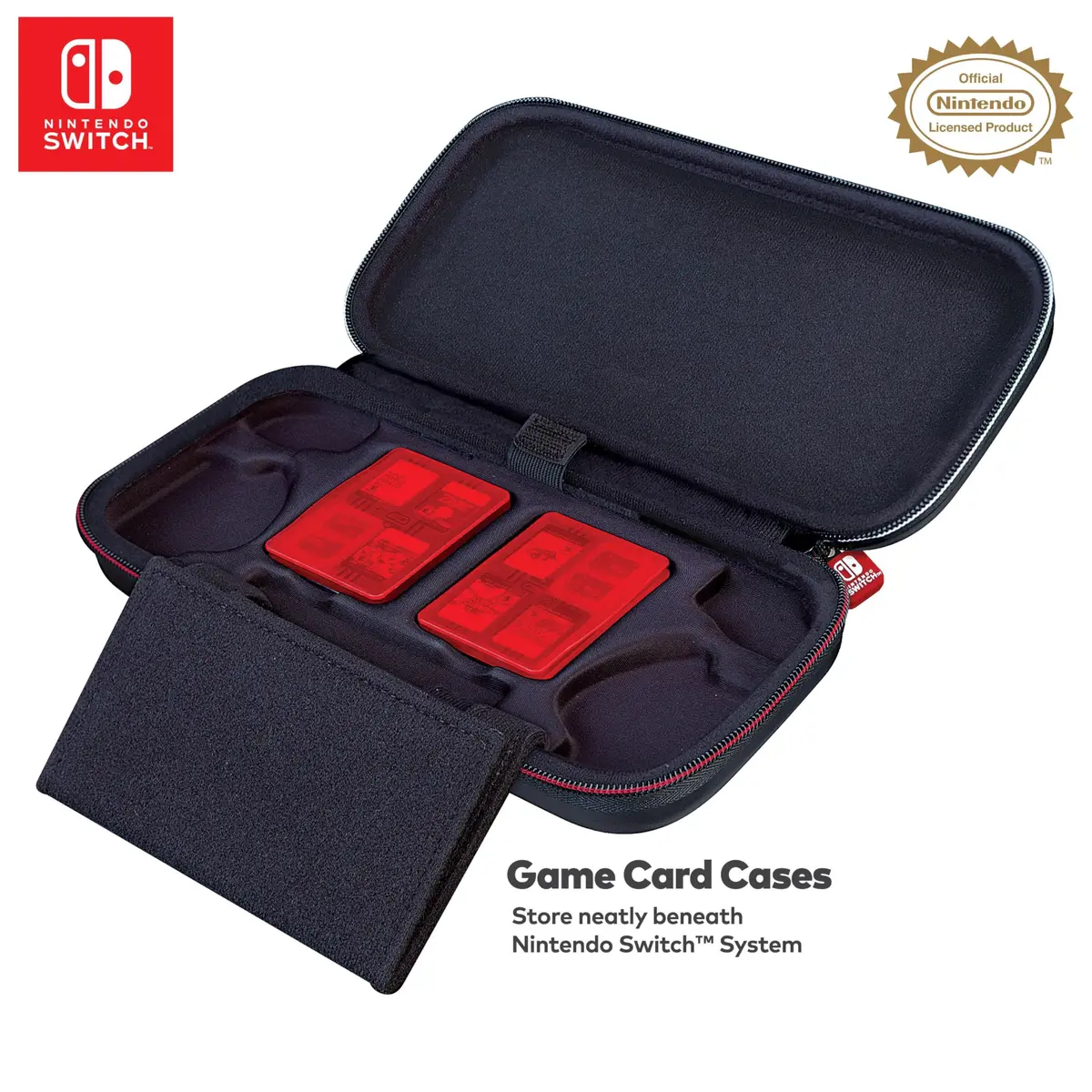 Game Traveler Deluxe Licensed Travel Case for Nintendo Switch OLED, Switch & Lite | Black Ballistic Nylon with Stand & 8 Game Slots - view 5