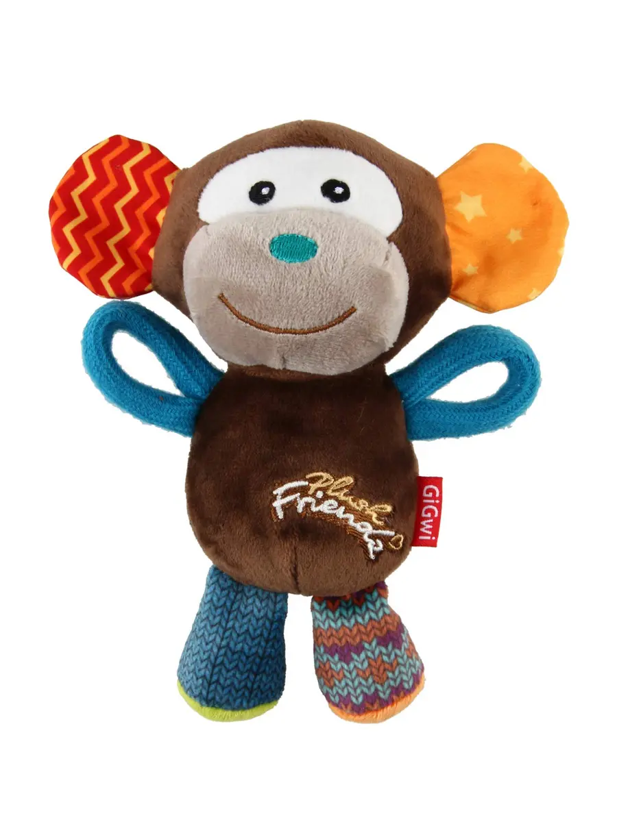 Gigwi Dog Toy Plush Friends Puffy Animal Monkey | Soft, Durable & Easy to Hold (24cm) - main product image