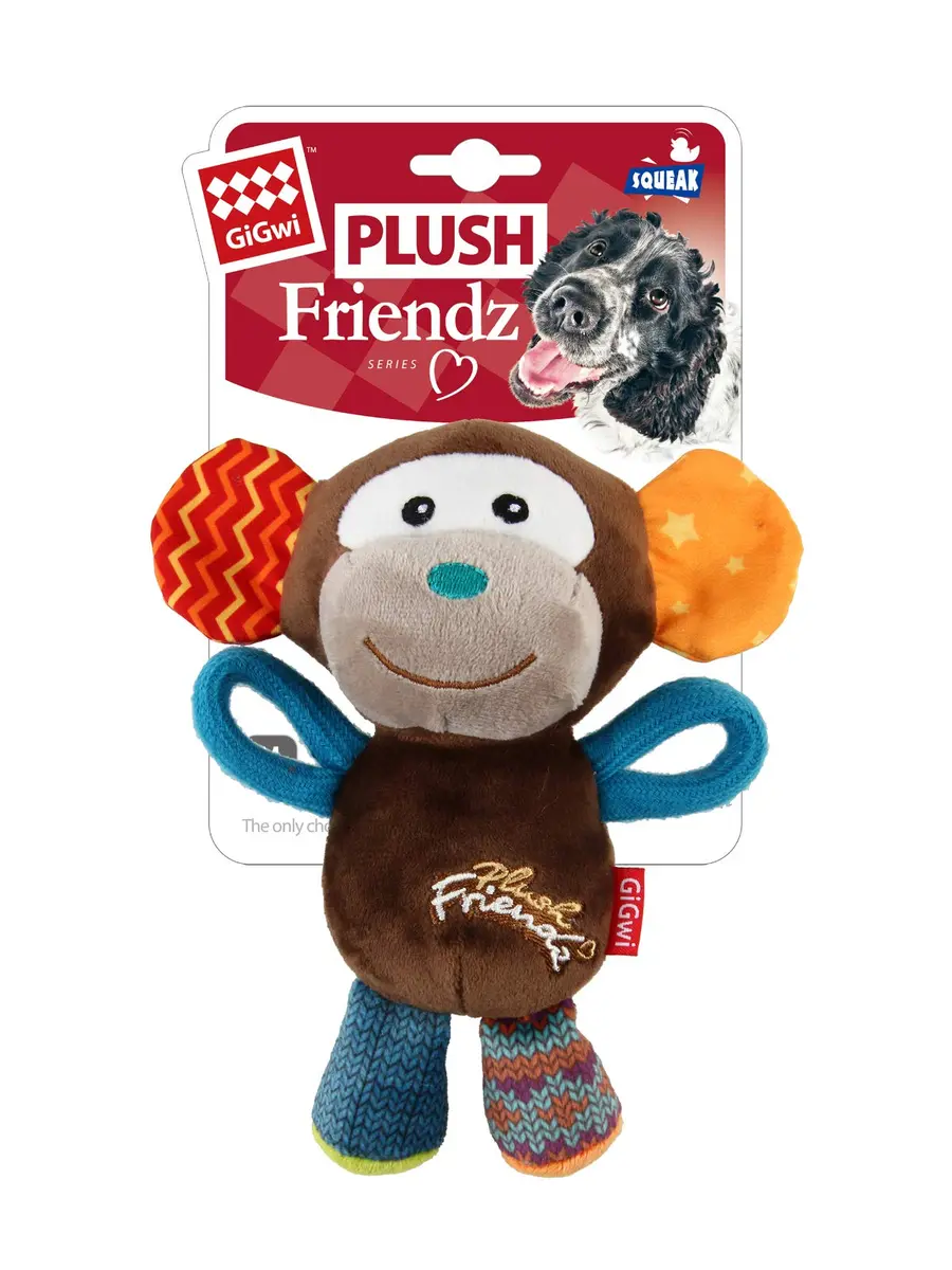 Gigwi Dog Toy Plush Friends Puffy Animal Monkey | Soft, Durable & Easy to Hold (24cm) - view 7