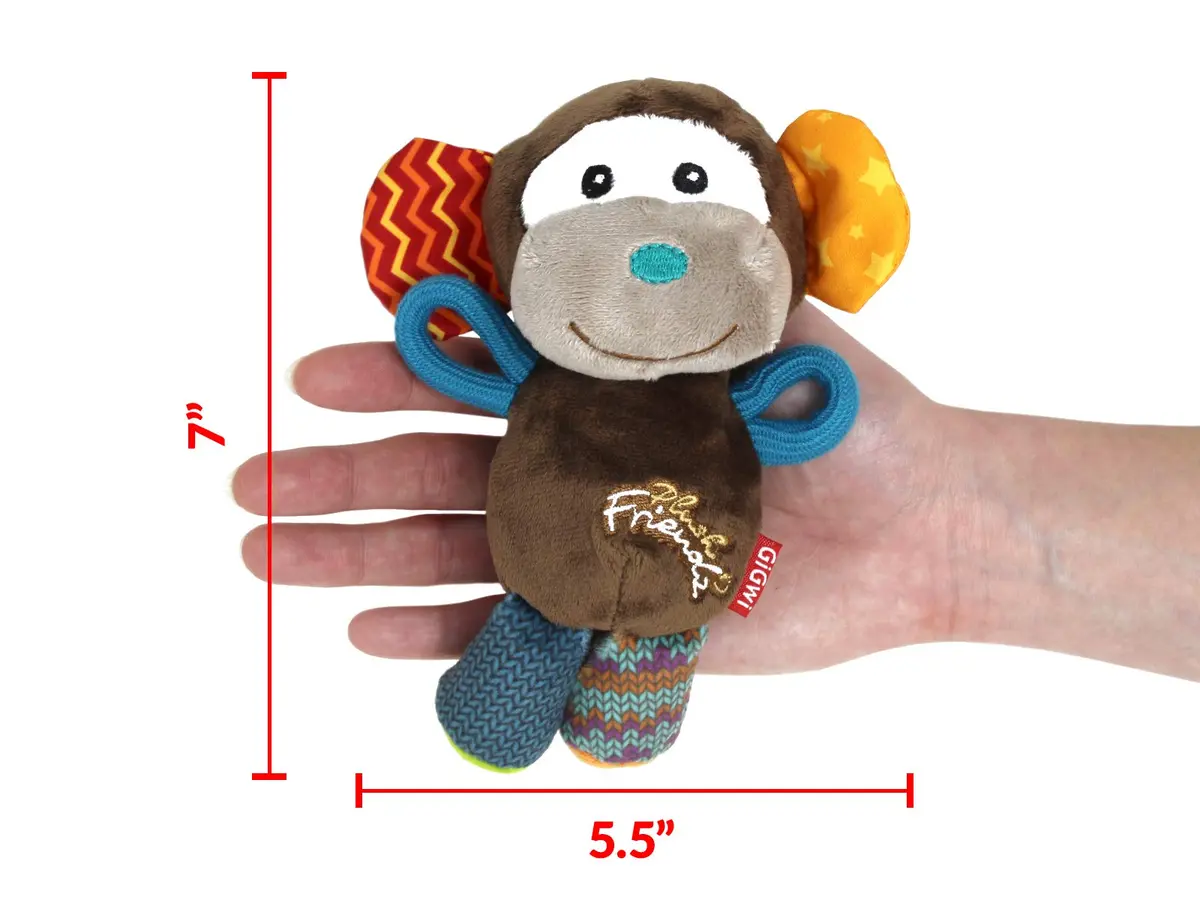 Gigwi Dog Toy Plush Friends Puffy Animal Monkey | Soft, Durable & Easy to Hold (24cm) - view 8