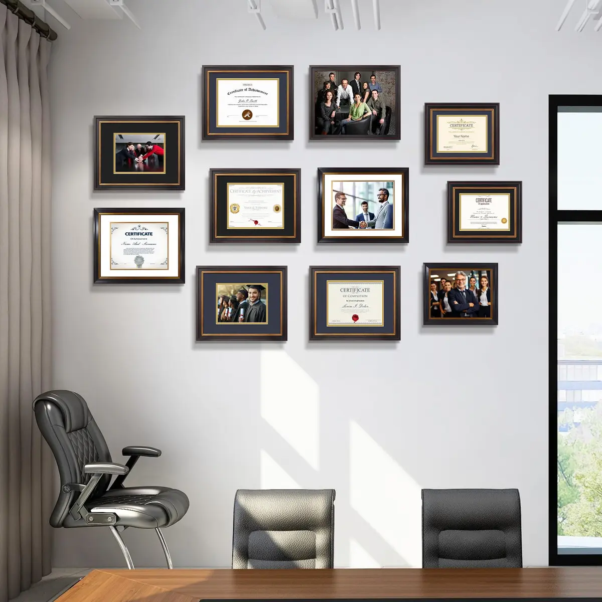 Golden State Art 11x14 Frame Black Over Gold Double Mat for 7x9 Diploma | Real Glass, Wall Mount, Elegant Design - view 7