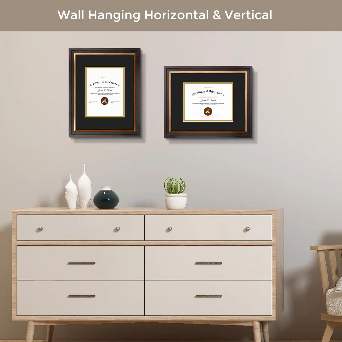 Golden State Art 11x14 Frame Black Over Gold Double Mat for 7x9 Diploma | Real Glass, Wall Mount, Elegant Design - view 4