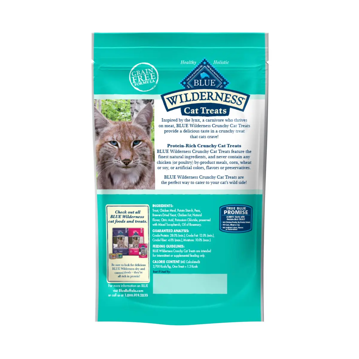 Blue Buffalo Wilderness Tasty Trout Crunchy Cat Treats 2 oz (Pack of 12) | High Protein Grain-Free Cat Snacks - view 2