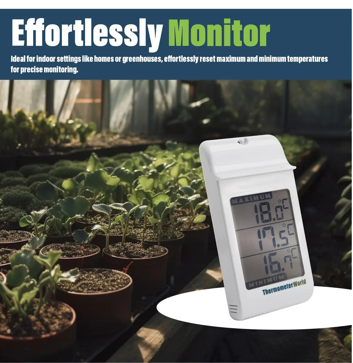 Thermometer World Digital Max Min Greenhouse Thermometer 180mm (7.1in) | Monitors Max & Min Temps for Gardens & Greenhouses - view 5