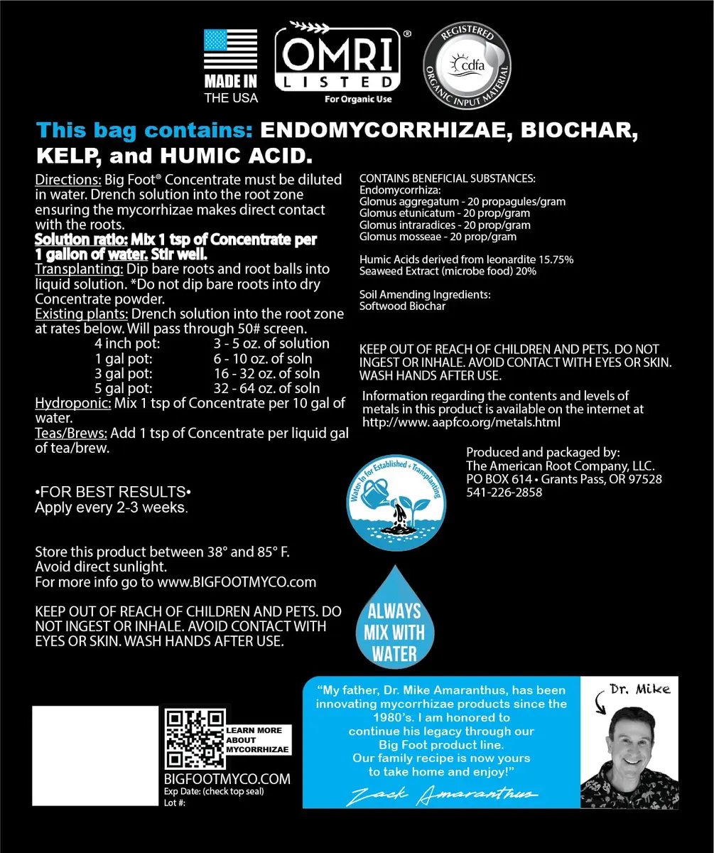 Big Foot Water Soluble Mycorrhizal Inoculant - Mycorrhizae Powder 4 oz | Organic Plant Growth Booster - view 9