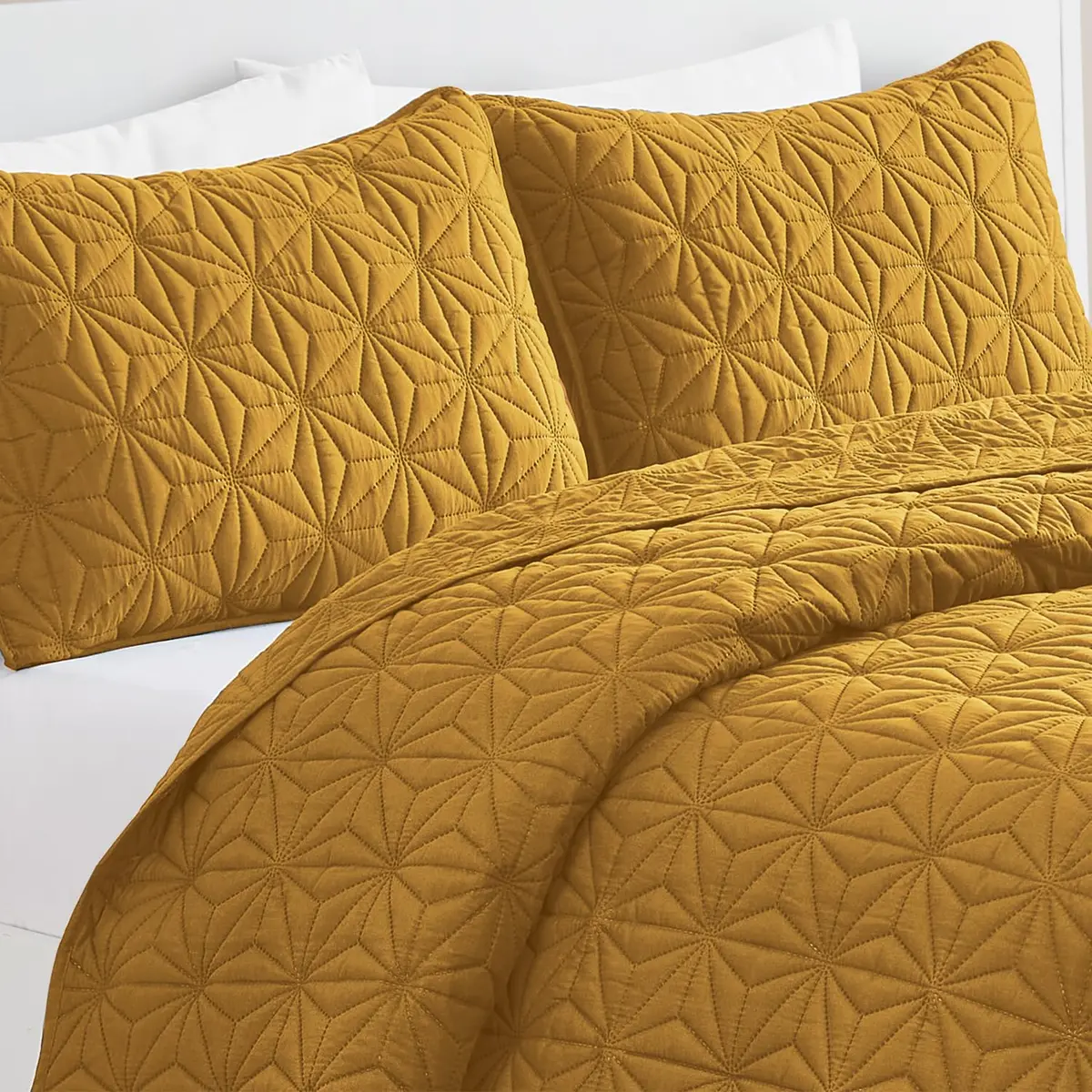 VCNY Home Kaleidoscope Quilt Set, King 3-Piece, Gold | Breathable Microfiber Comfort for Year-Round Use - view 6