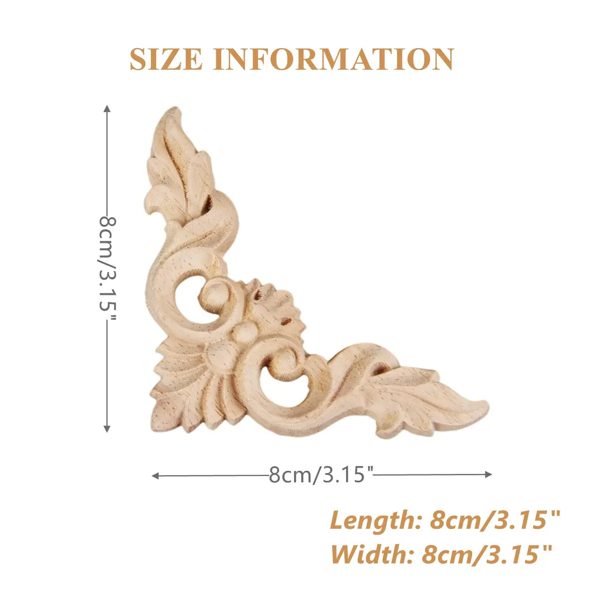 MUXSAM 4Pcs Wood Carved Appliques No.1 | Vintage European Style Decor (8x8cm) - view 2