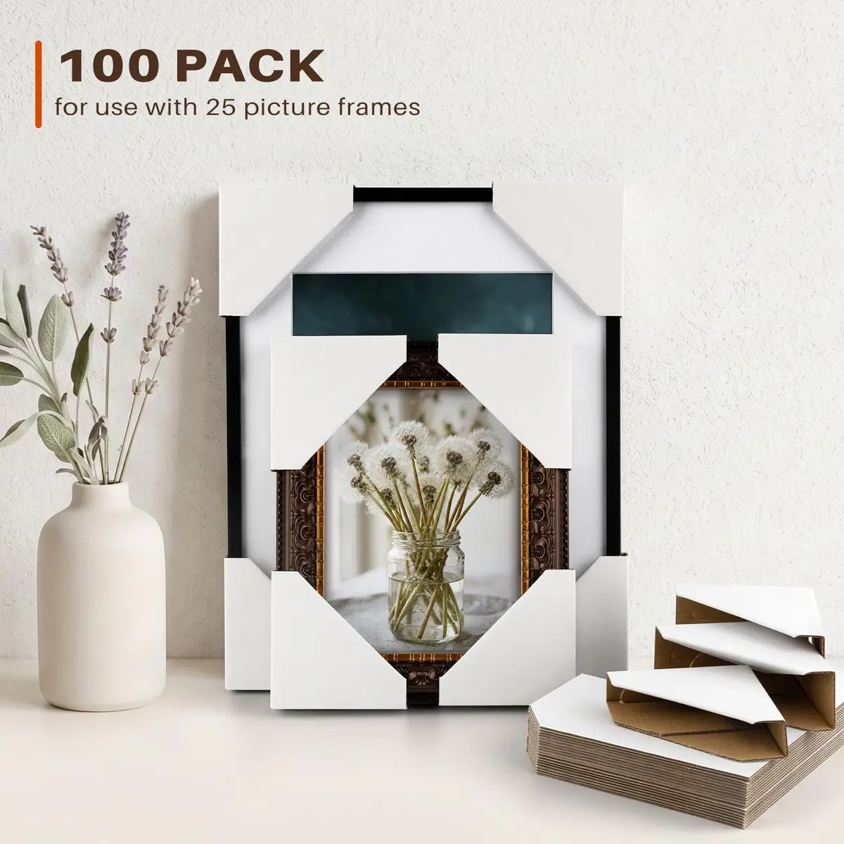 Golden State Art Adjustable Cardboard Corner Edge Protectors 100 Pack | Reusable Impact-Resistant Frame Protectors - view 5