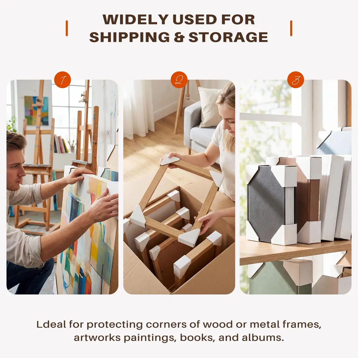 Golden State Art Adjustable Cardboard Corner Edge Protectors 100 Pack | Reusable Impact-Resistant Frame Protectors - view 7