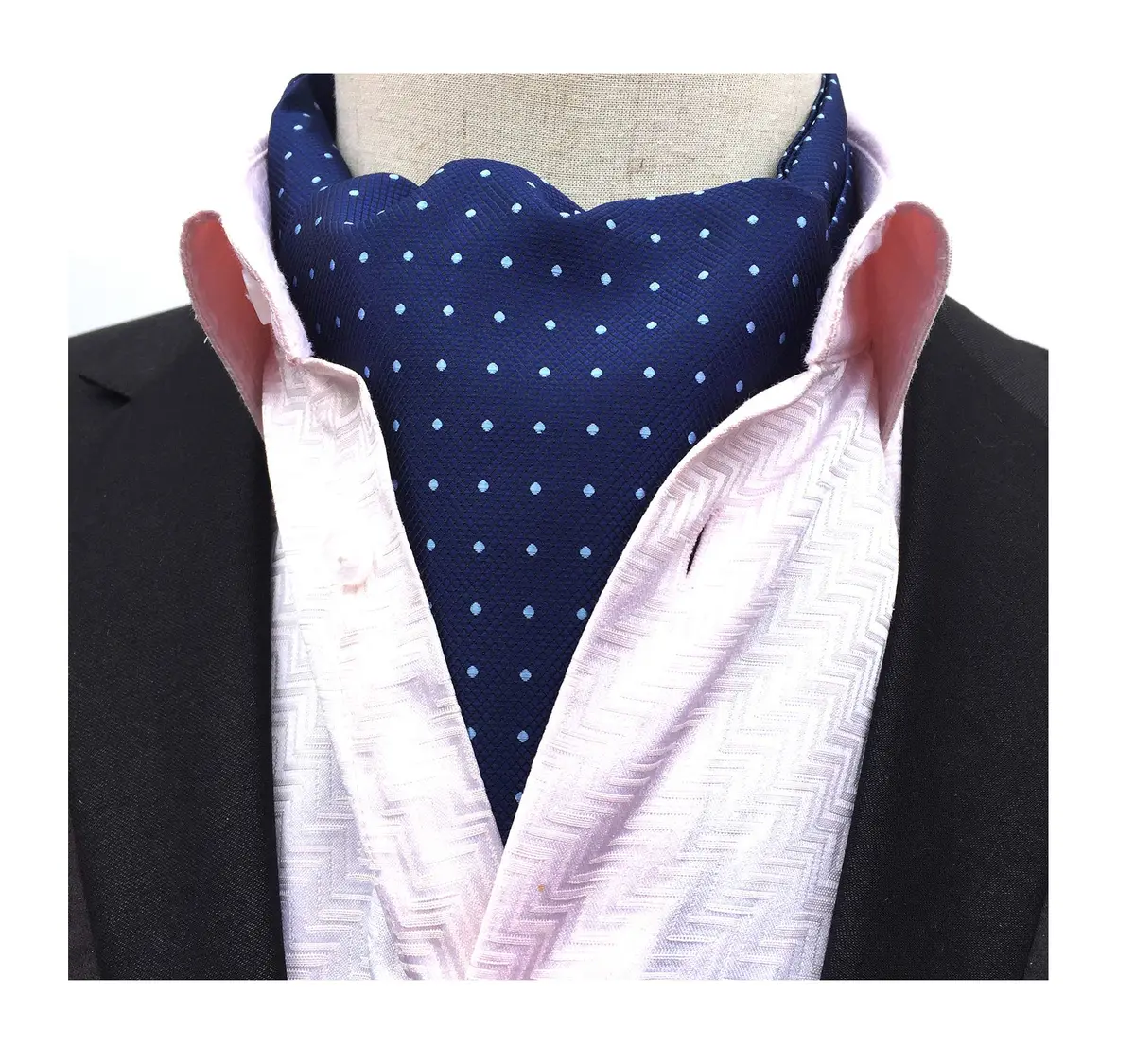 Secdtie Ascot Tie Blue Paisley Floral Silk 117cm | Elegant Formal & Casual Accessory - view 2