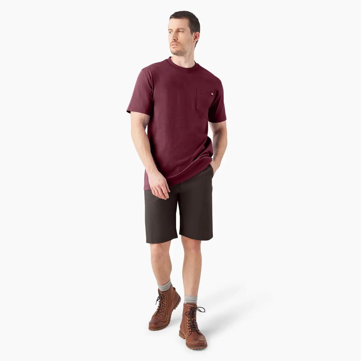 Dickies Heavyweight Crew Neck Short Sleeve Tee in Burgundy, XX-Large | Durable Cotton Comfort for Men - view 5