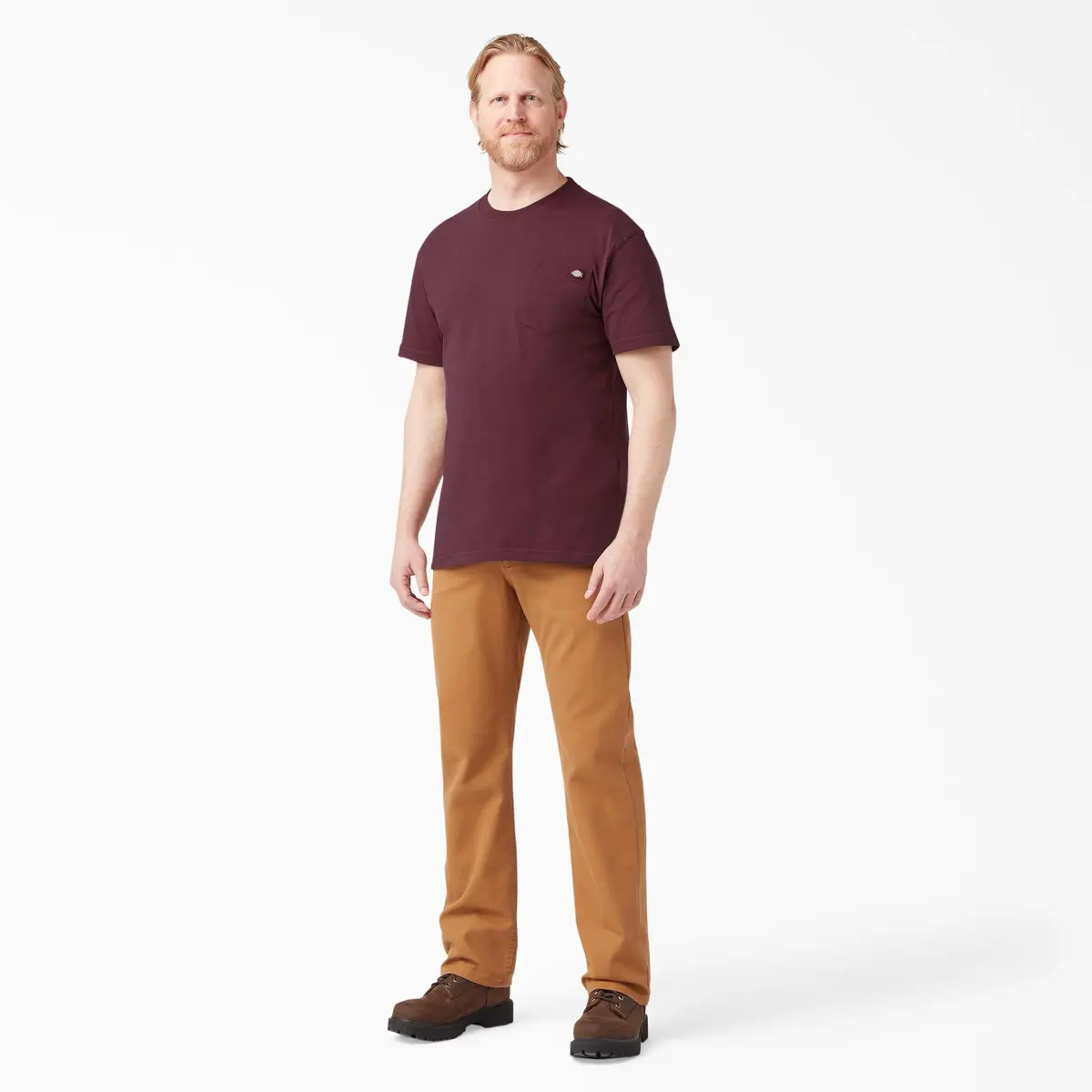 Dickies Heavyweight Crew Neck Short Sleeve Tee in Burgundy, XX-Large | Durable Cotton Comfort for Men - view 7