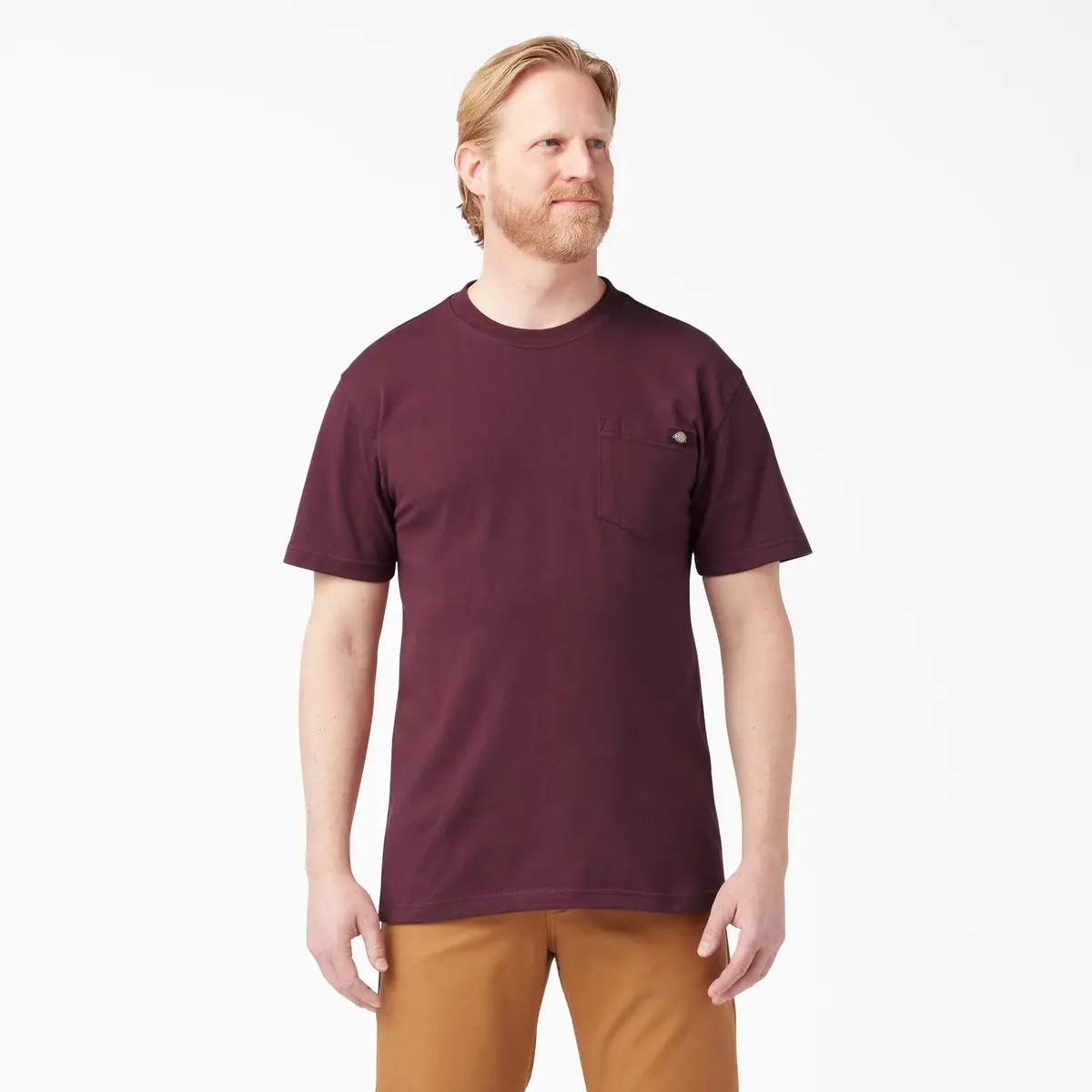 Dickies Heavyweight Crew Neck Short Sleeve Tee in Burgundy, XX-Large | Durable Cotton Comfort for Men - view 3
