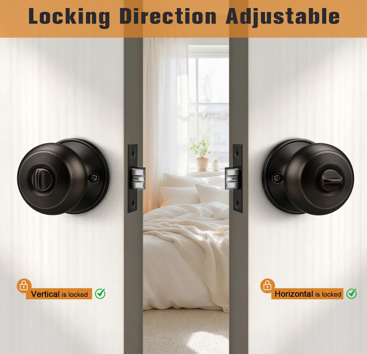 Probrico Oil Rubbed Bronze Door Knobs Privacy Lock for Bathroom Bedroom | ANSI Grade 3, 200K+ Cycles, 5 Pack - view 6
