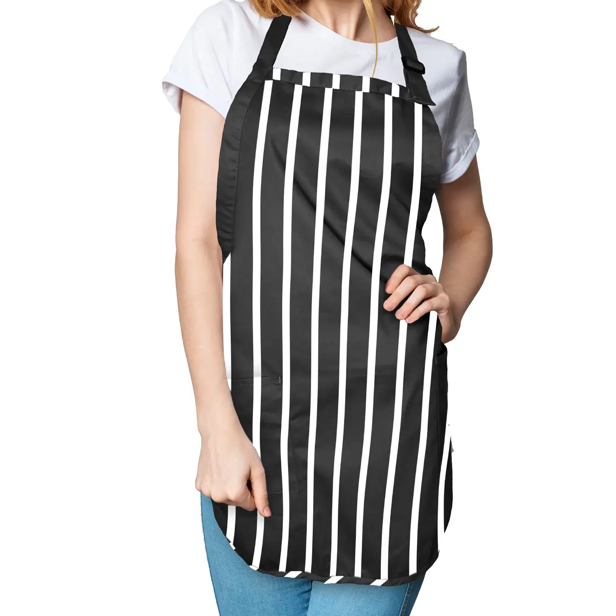 DALIX Apron Commercial Restaurant Bib 22" x 30" | Poly Cotton Kitchen Apron with 2 Pockets - view 5