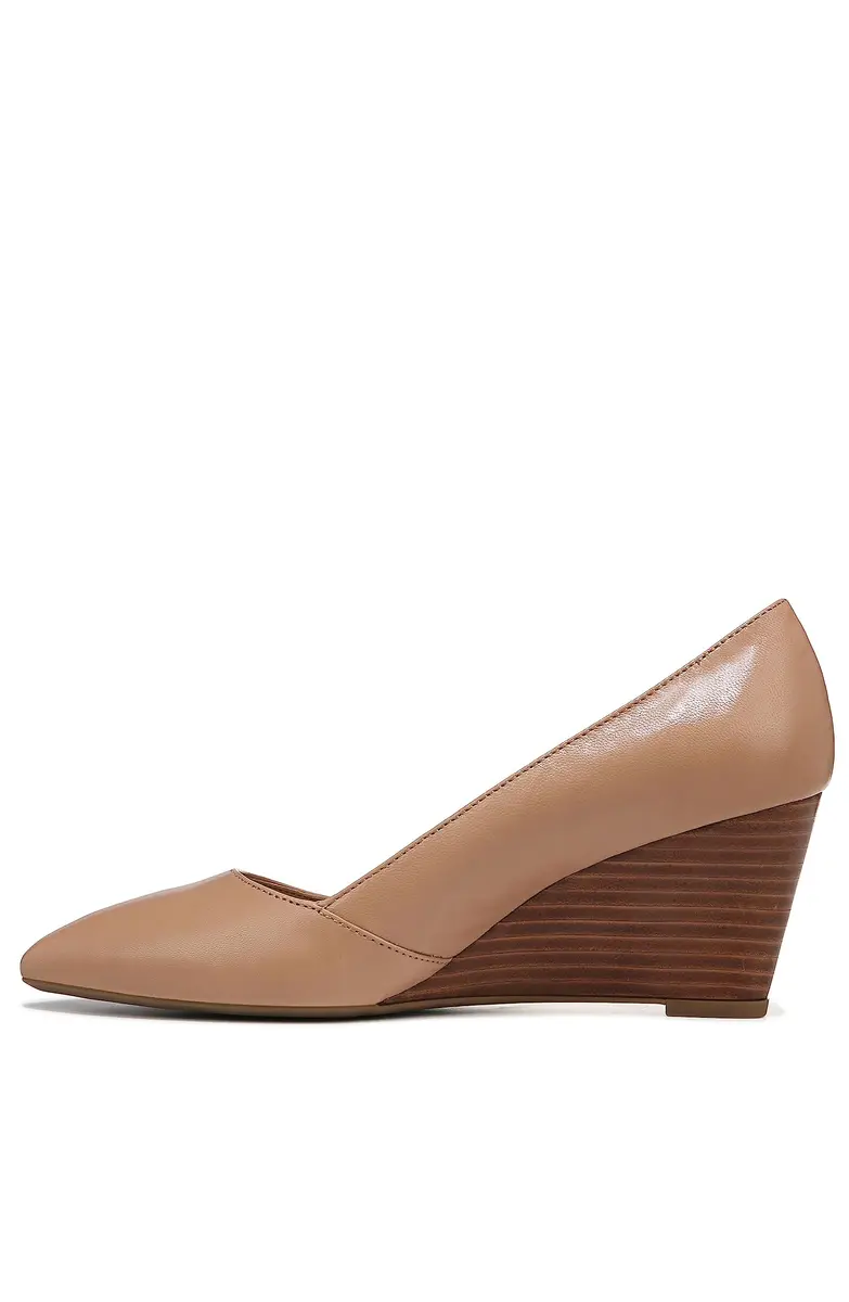 Franco Sarto Women's Frankie Pump, Cool Taupe Leather, 7 M | 2.5 inch wedge heel, slip-on style, eco-friendly lining - view 2
